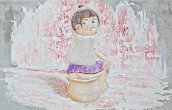 Segno femminile bagno disegno su una parete — Stockfoto