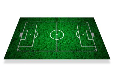 Futbol alanı düzeni yeşil çim zemin üzerine