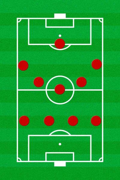 Layout de campo de futebol com formação 4-5-1 — Fotografia de Stock