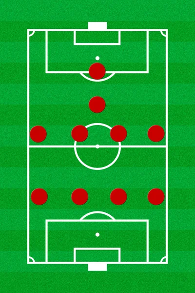 Layout de campo de futebol com formação 4-4-1-1 — Fotografia de Stock