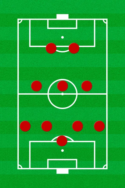 Soccer field layout with formation 5-3-2 — Stock Photo, Image