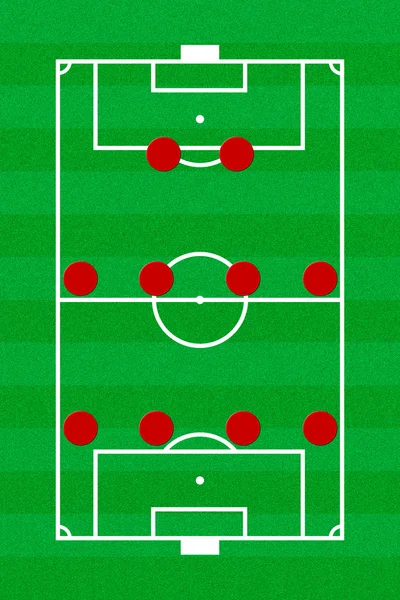 Piłka nożna pole układ z formacji 4-4-2 — Zdjęcie stockowe