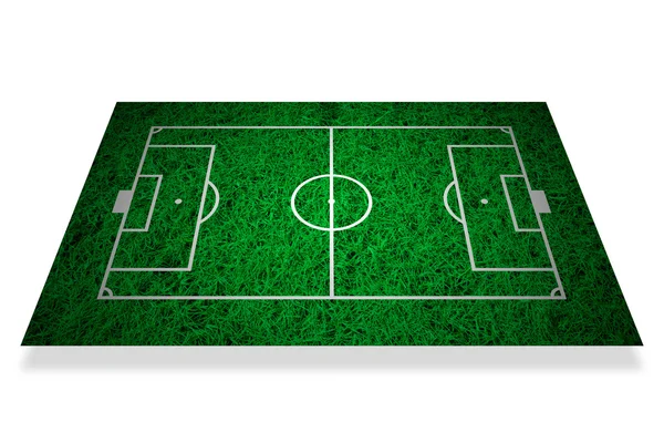 Campo de futebol layout no fundo de grama verde — Fotografia de Stock