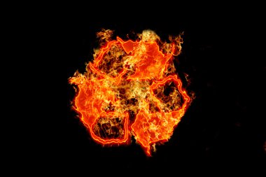 geri dönüşüm logosu kavramı ile yanan ateşi