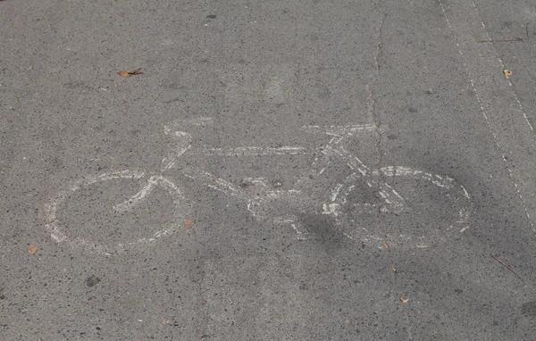 Sinal de bicicleta, pista de bicicleta — Fotografia de Stock
