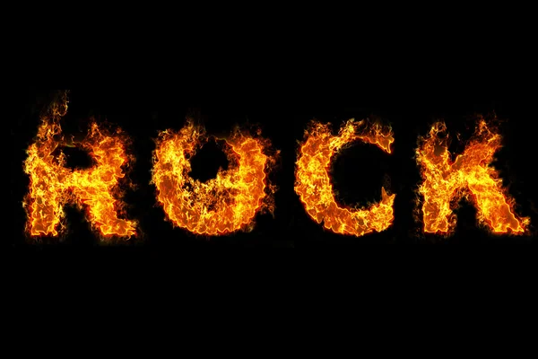 Fire text rock — Stock Photo, Image