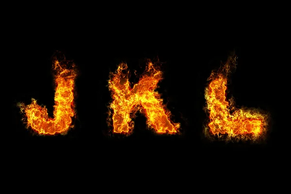 Fire on letter JKL — Stock Photo, Image