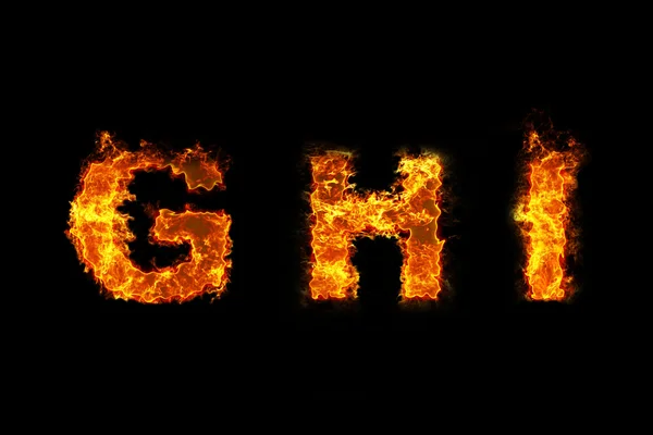 Fire on letter GHI — Stock Photo, Image