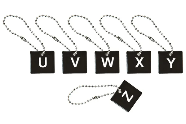 Black metal key tag with letter U-Z — Stock Photo, Image