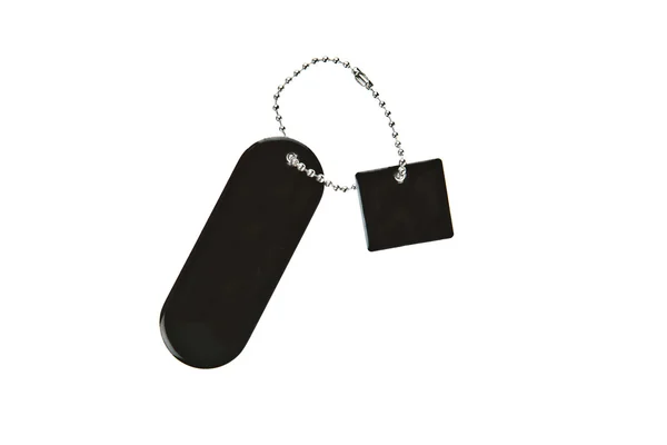 Black metal key tag — Stock Photo, Image