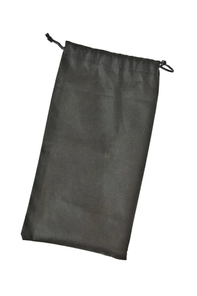 Τσάντα μαύρο κορδόνι που απομονώνονται σε λευκό φόντο — Φωτογραφία Αρχείου