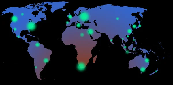 緑のドットで高品質の世界地図 — ストック写真