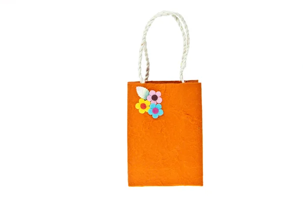 Orange mulberry paper bag isolated on white background — Stock Photo, Image