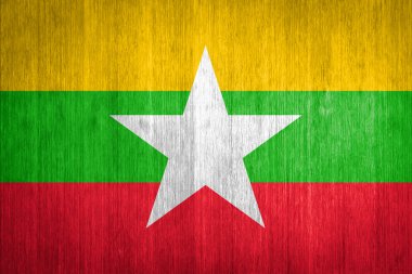 ahşap arka plan Myanmar bayrağı