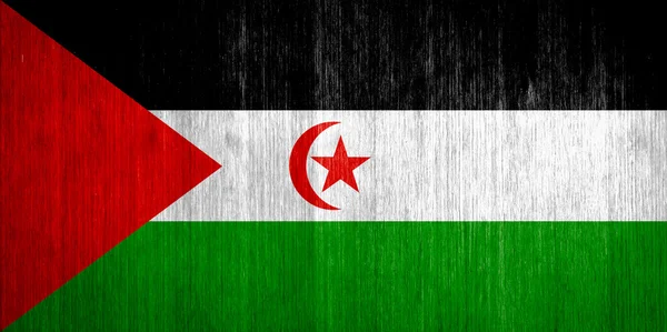 Västsaharas flagga på trä bakgrund — Stockfoto