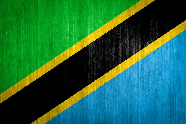 Tanzania Bandiera su fondo legno — Foto Stock