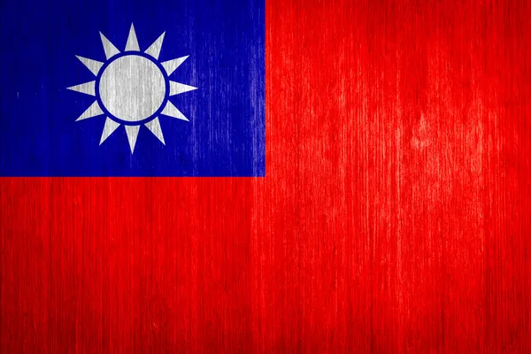 Taipei Bandiera su fondo legno — Foto Stock