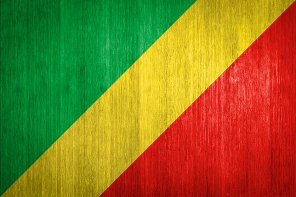 République du Congo Drapeau sur fond bois — Photo