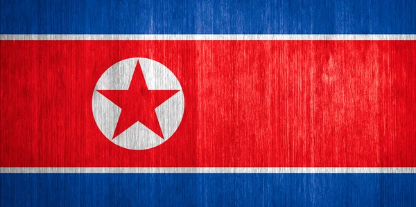 North Korea Flag on wood background — Stock Photo, Image