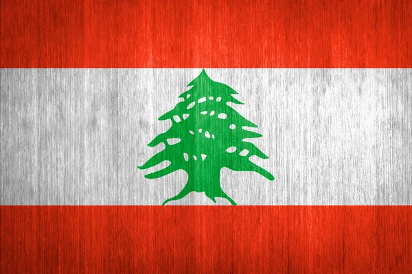 나무 바탕에 레바논 깃발 — 스톡 사진