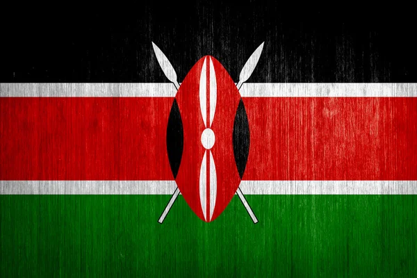 Kenya Flagge auf Holz Hintergrund — Stockfoto