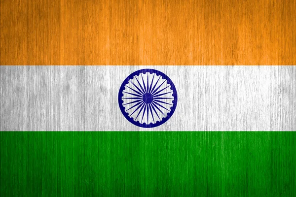 India vlag op hout achtergrond — Stockfoto