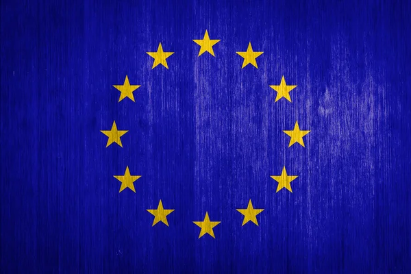 EU-vlag op hout achtergrond — Stockfoto