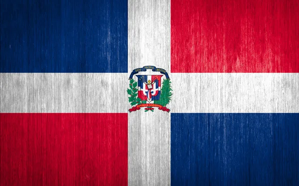 Dominican Republic Flag on wood background — Stock Photo, Image