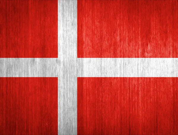 Dänische Flagge auf Holz Hintergrund — Stockfoto