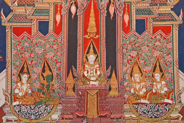 Peinture d'art thaïlandaise dans un temple en Thaïlande — Photo