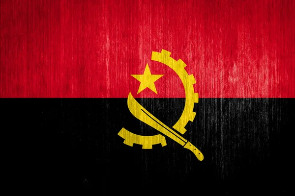 Angola Bandiera su fondo legno — Foto Stock