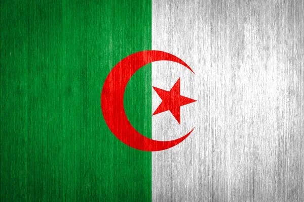 Algeria Flag on wood background — Stock Photo, Image