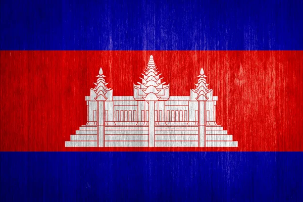 Cambodia Flag on wood background — Stock Photo, Image