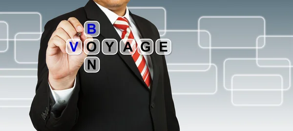 Businessman with wording Bon Voyage — Stock Photo, Image