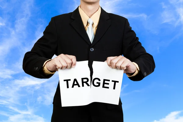 Businessman tear target paper — Stock Photo, Image