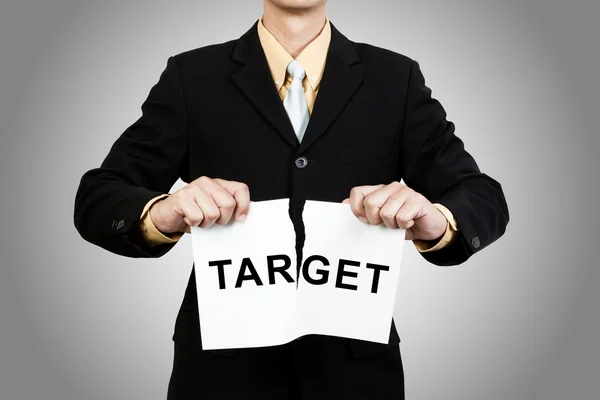 Businessman tear target paper — Stock Photo, Image