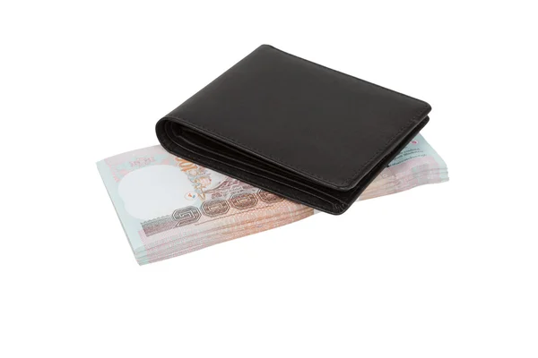 Brązowy portfel z pieniędzmi — Zdjęcie stockowe