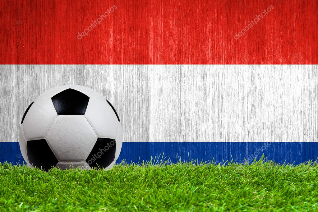 Voetbal Op Gras Met Nederland Vlag Achtergrond Stockfoto Rechtenvrije Foto Door C Pinkblue 42306229