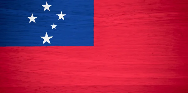 Bandera de Samoa sobre textura de madera —  Fotos de Stock