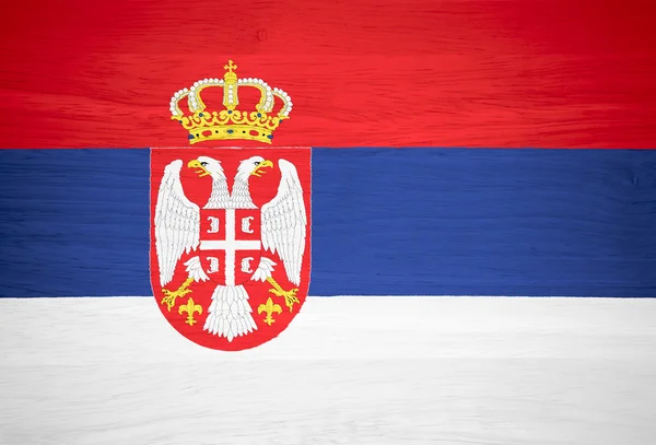 Bandera de Serbia sobre textura de madera —  Fotos de Stock