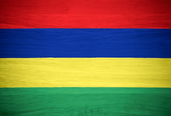 Mauritius flag on wood texture — Stock Photo, Image