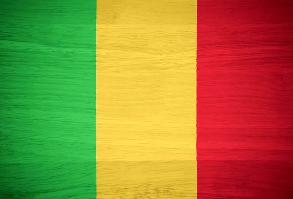 Flaga Mali na tekstury drewna — Zdjęcie stockowe