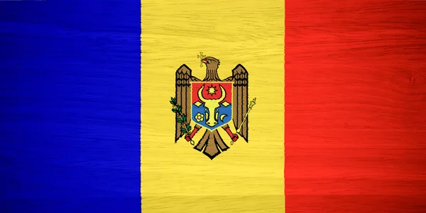 Moldavia bandiera su struttura in legno — Foto Stock