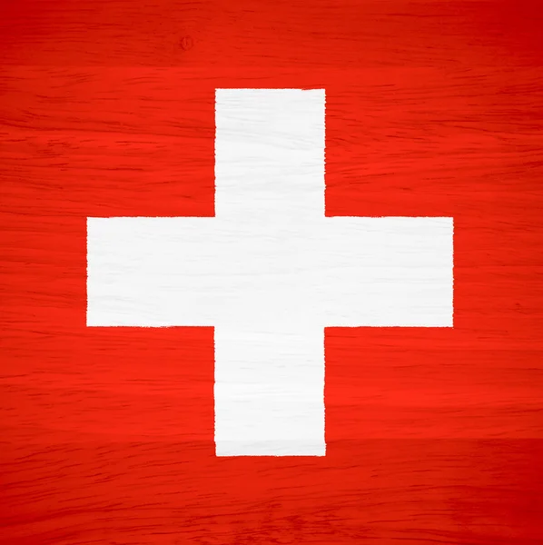 Bandera de Suiza sobre textura de madera — Foto de Stock