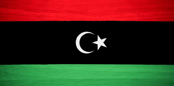 Libya flag on wood texture — Stock Photo, Image