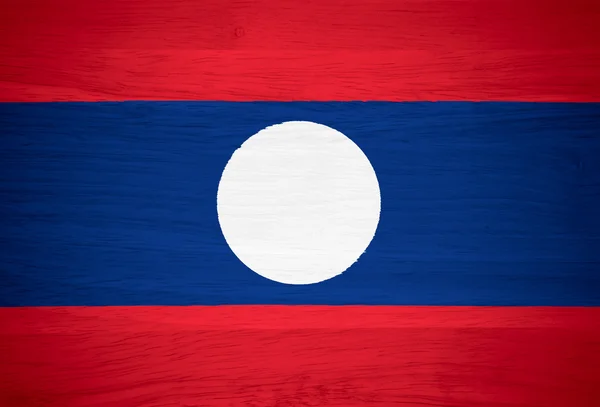 Laos Flagge auf Holz Textur — Stockfoto