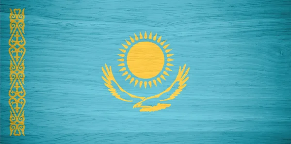 Kazakhstan flag on wood texture — Stock Photo, Image