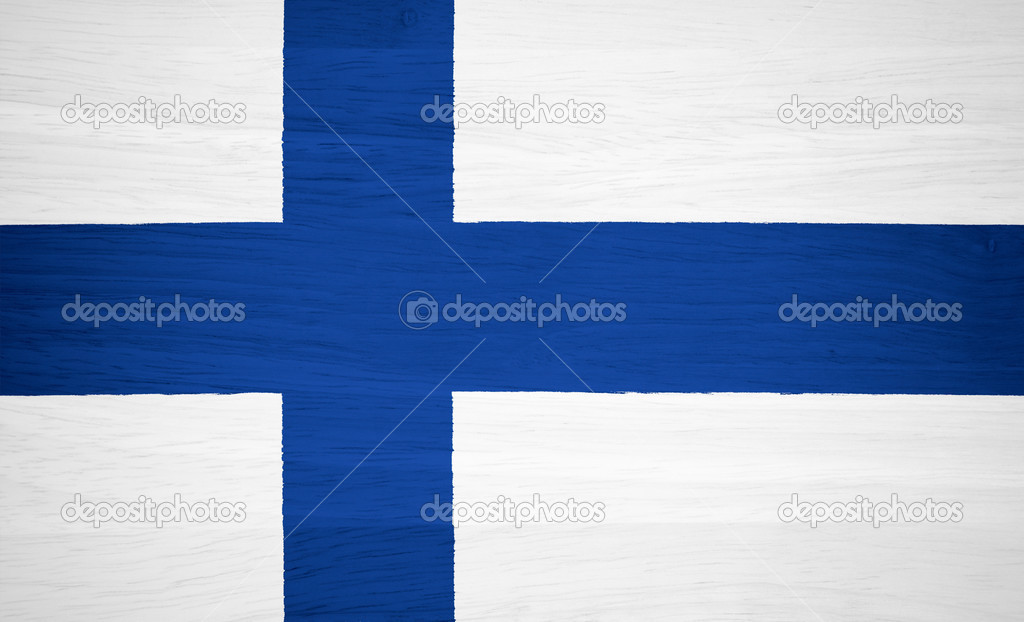 Finland flag on wood texture