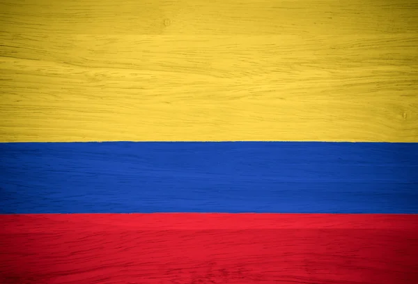 Colombia flag on wood texture — Stock Photo, Image