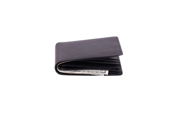 Black purse with money — Stock Photo, Image